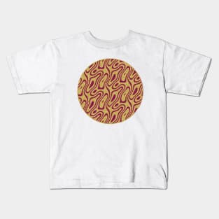 Silhouette Circle Abstract Ripple Maroon Gold Speckle Background Kids T-Shirt